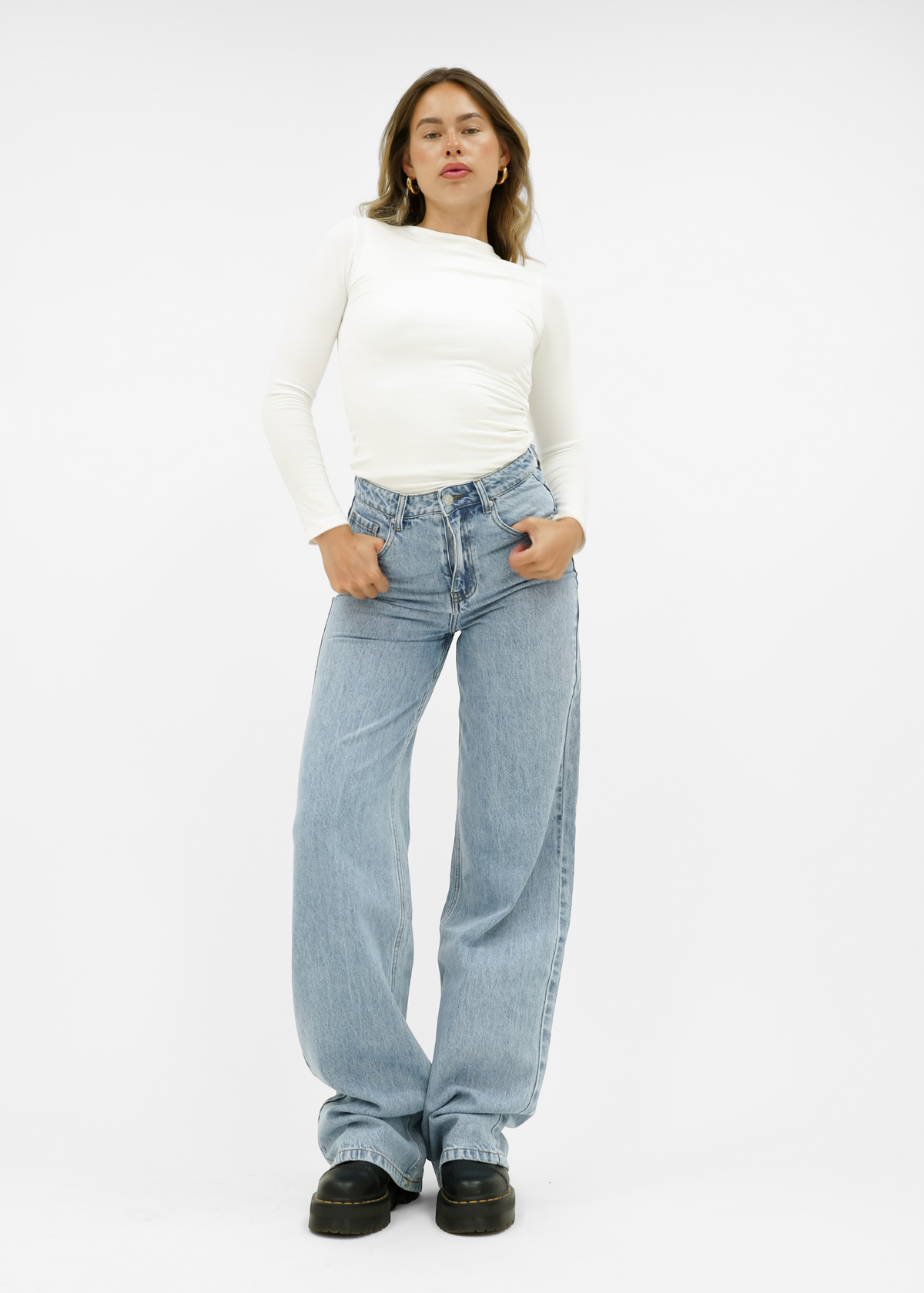 High waist super wide leg jeans classic blue (tall)