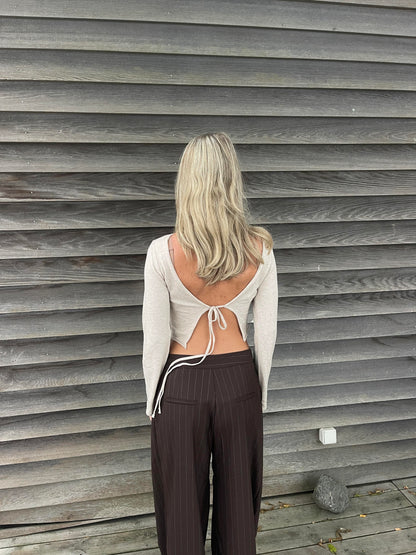 Simona 2 ways tie blouse - Beige