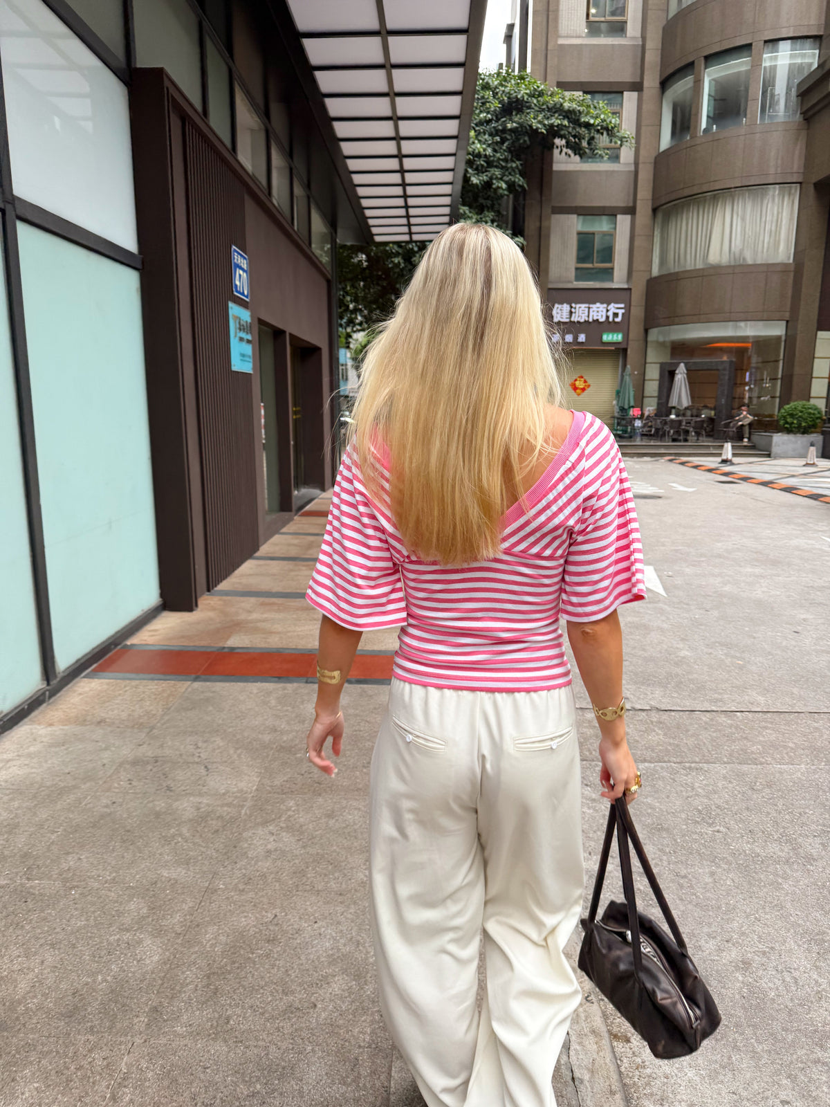 Scandivv striped blouse – Pink/White