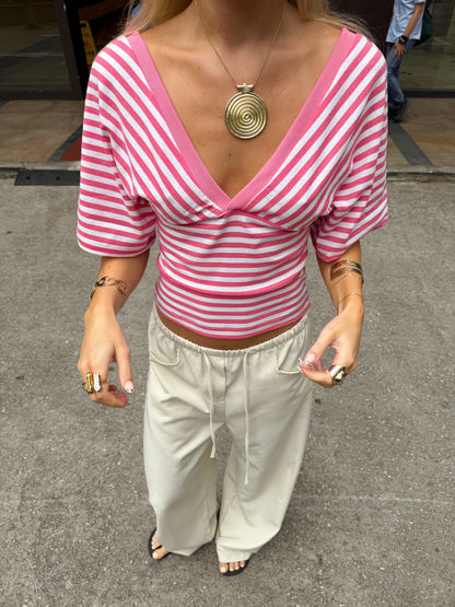 Scandivv striped blouse – Pink/White