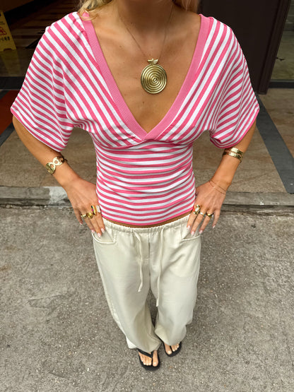 Scandivv striped blouse – Pink/White
