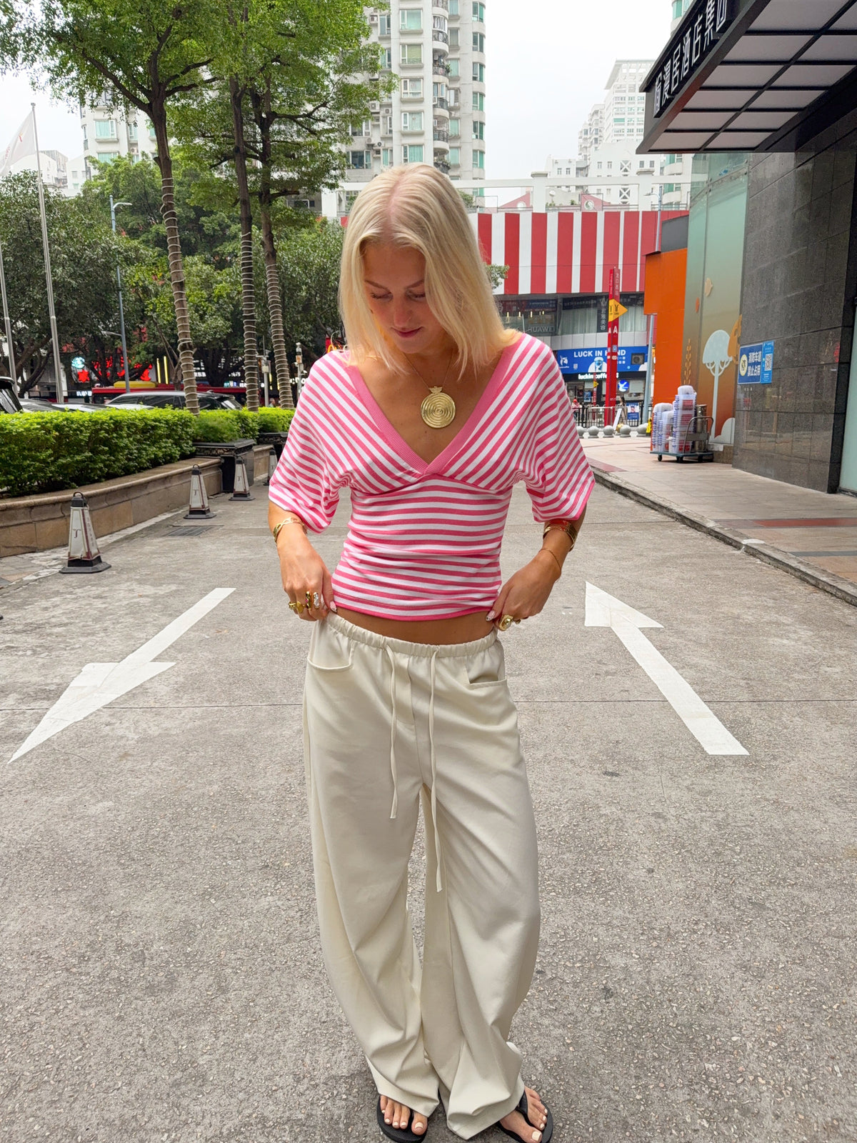 Scandivv striped blouse – Pink/White