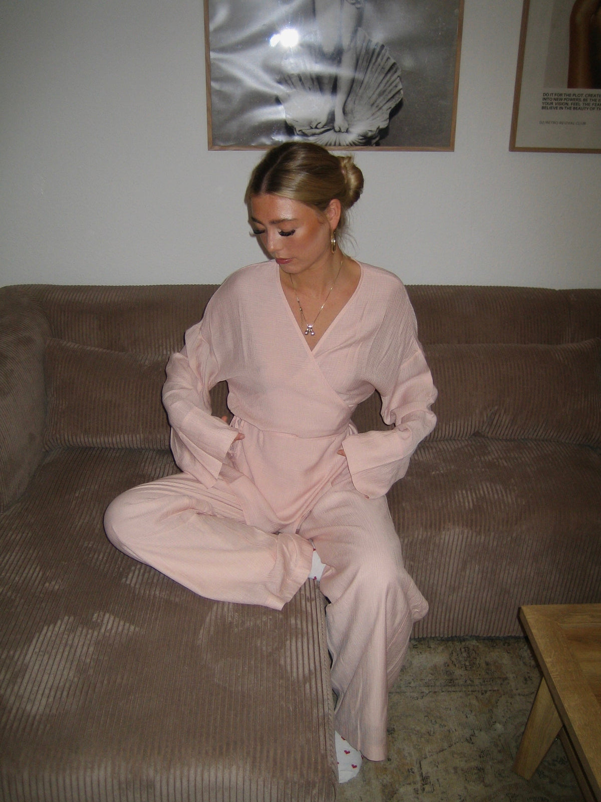 Rikki blouse with tie detail - Light pink