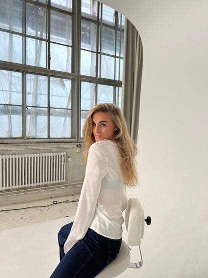 Denisi satin blouse - White