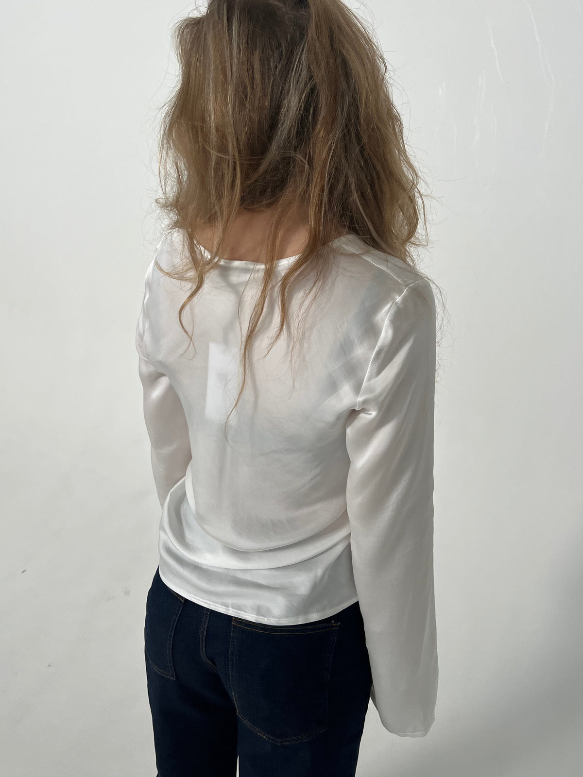 Denisi satin blouse - White
