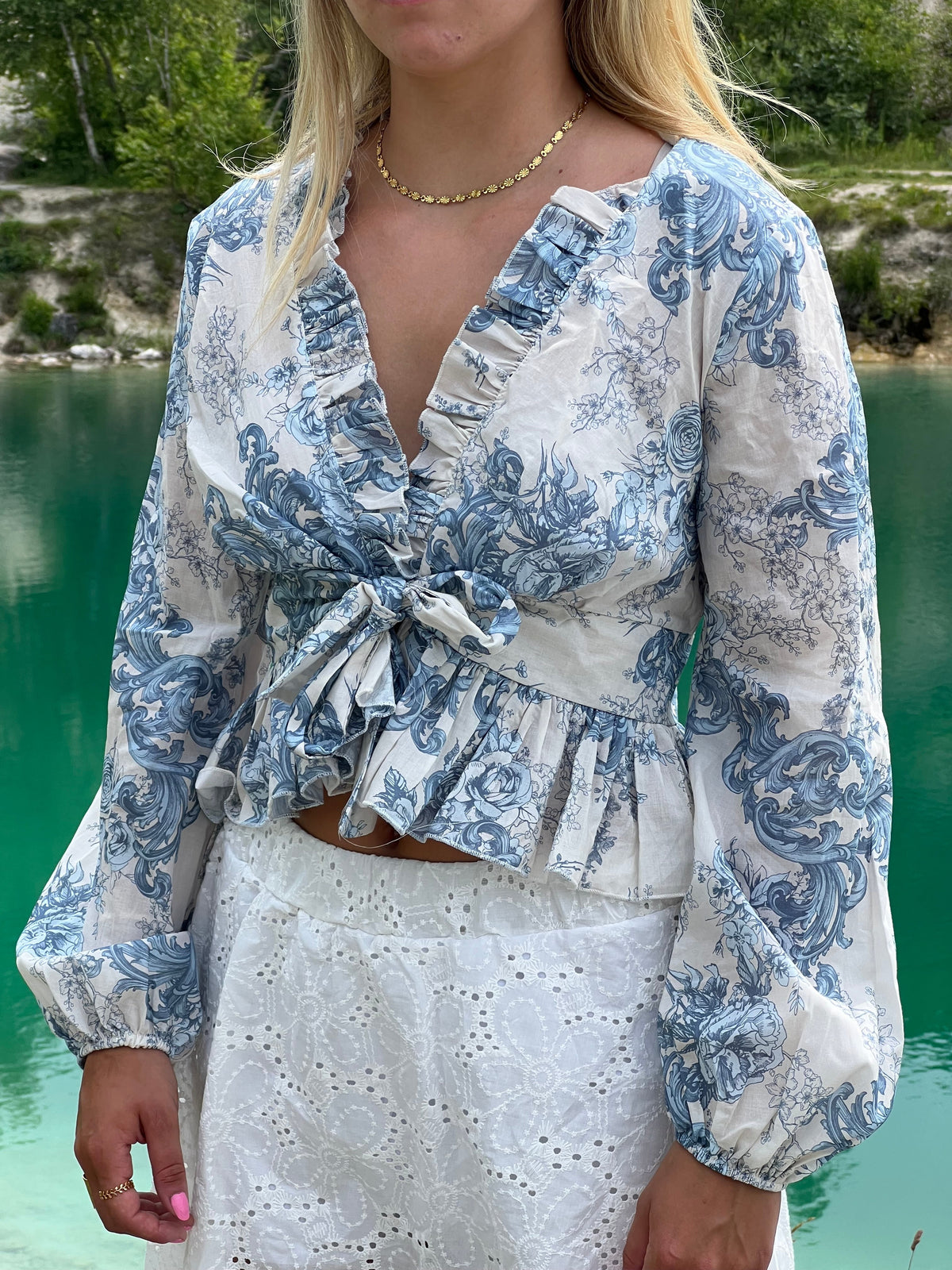 Agathe blouse - White/blue