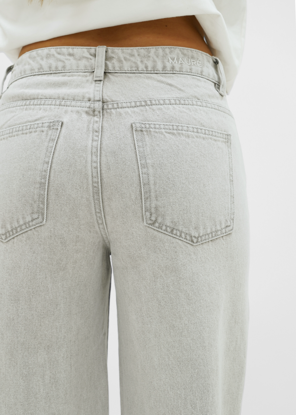 Mid waist super wide leg jeans light washed grey (tall)