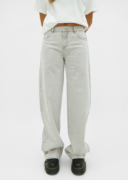 Mid waist super wide leg jeans light washed grey (tall)