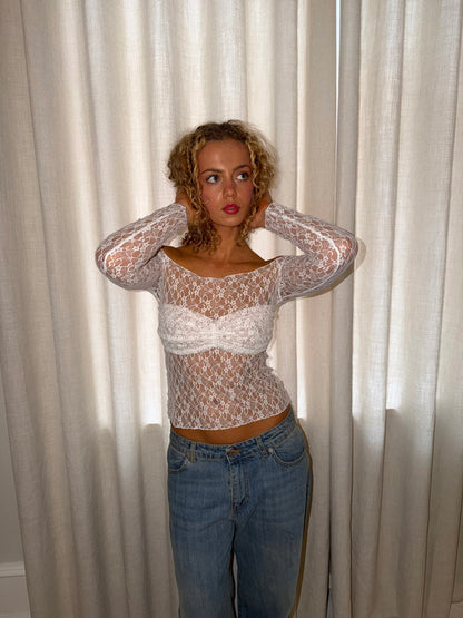 Inez lace blouse - White