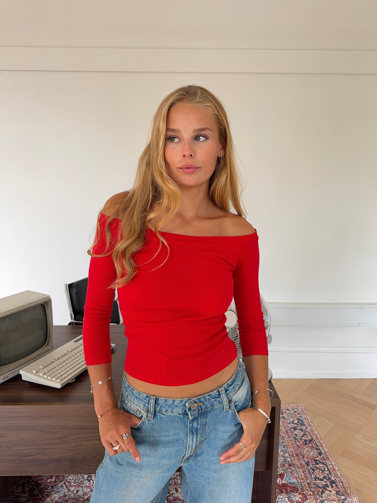 Sisivilia blouse with three quarter length sleeves - Red