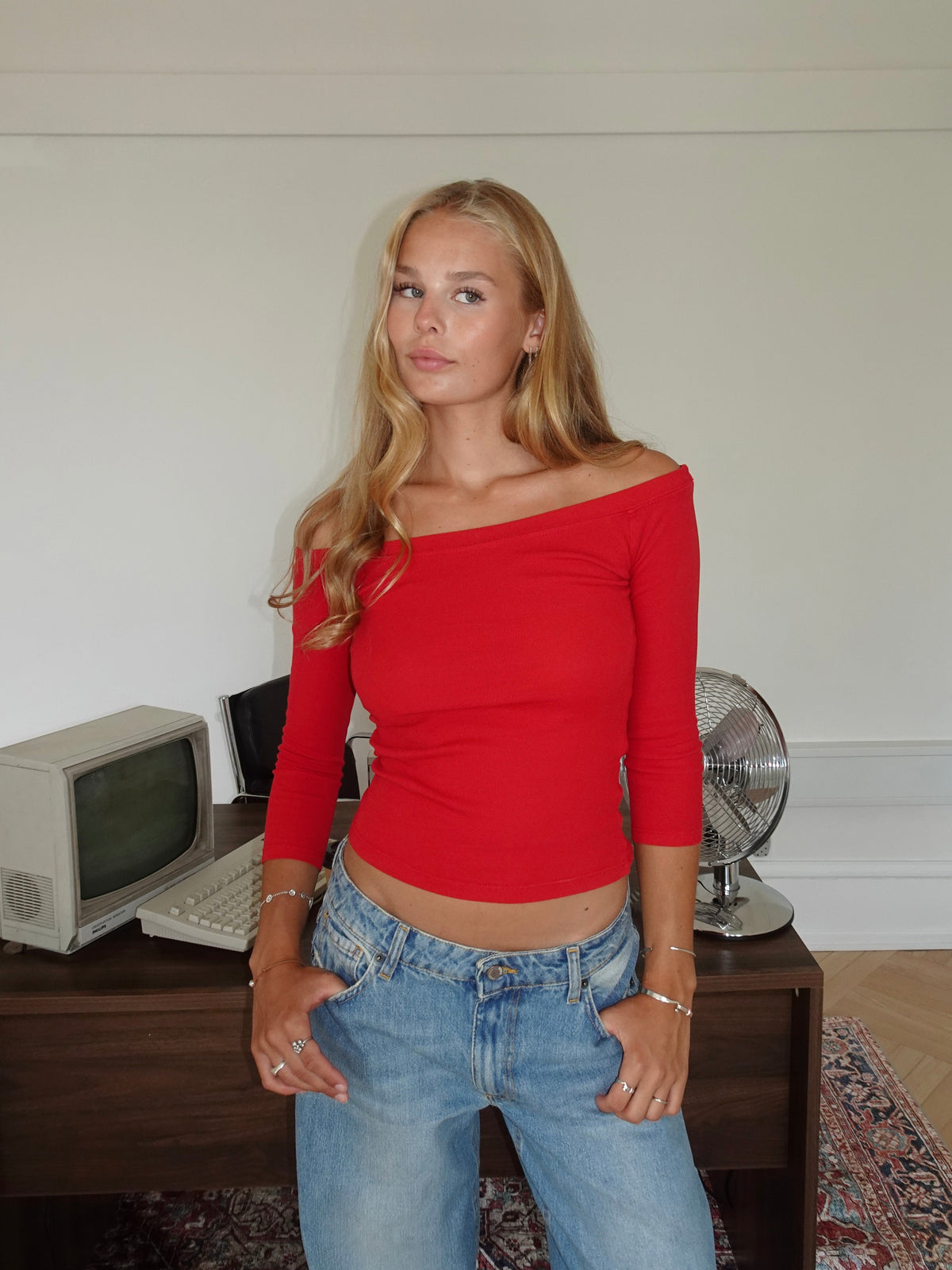 Sisivilia blouse with three quarter length sleeves - Red
