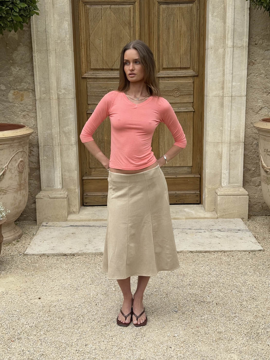 Tessy blouse with 3/4 sleeves - Coral