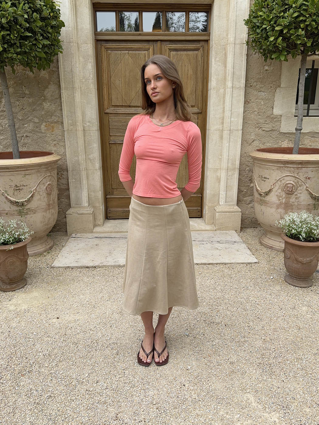 Tessy blouse with 3/4 sleeves - Coral
