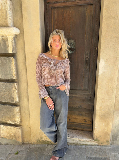 Capucine blouse with zebra print – Brown