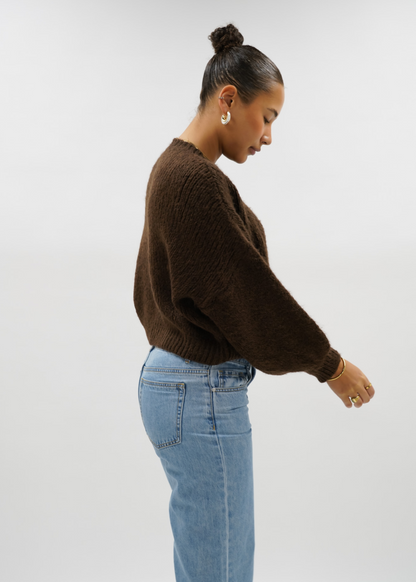 Knitted sweater chocolate brown (tall)