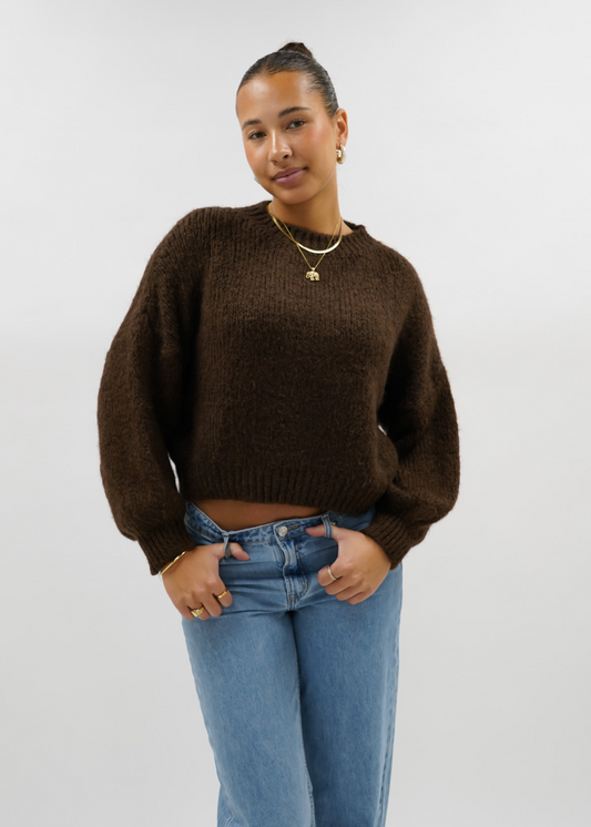 Knitted sweater chocolate brown (tall)