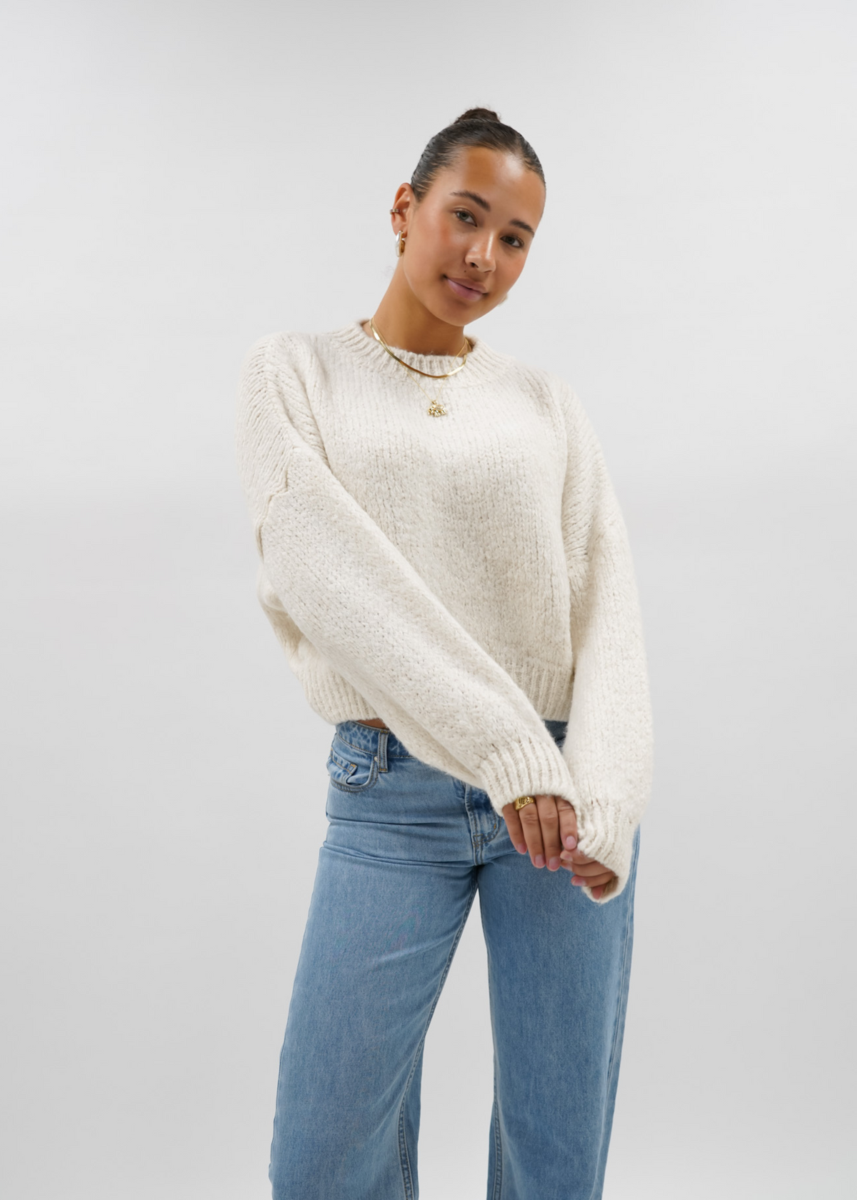 Knitted sweater crème (tall)