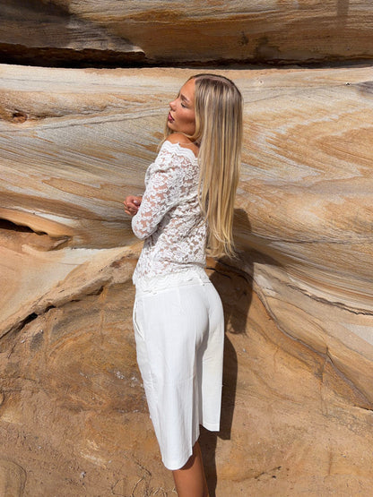 Bodil long-sleeve lace blouse - White
