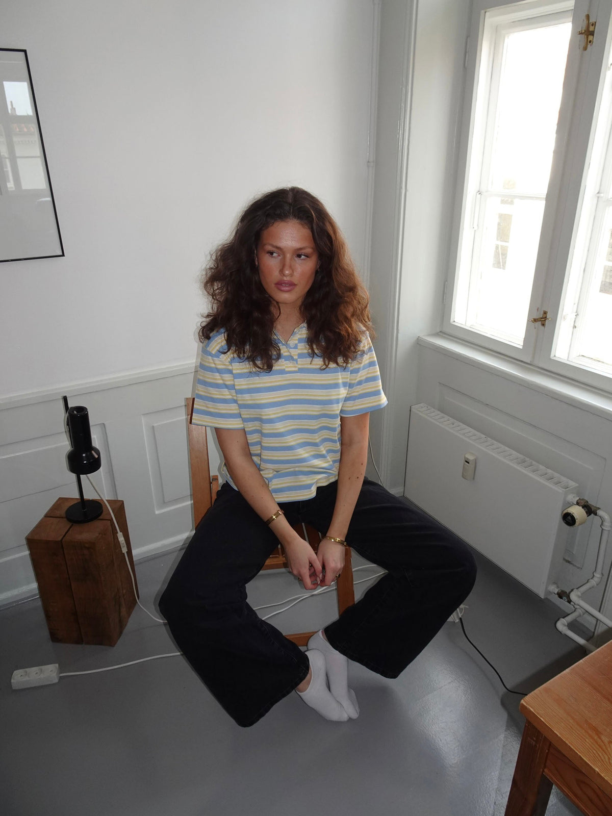 Autine striped polo t-shirt – Yellow/blue