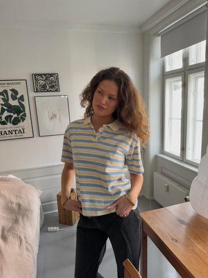 Autine striped polo t-shirt – Yellow/blue