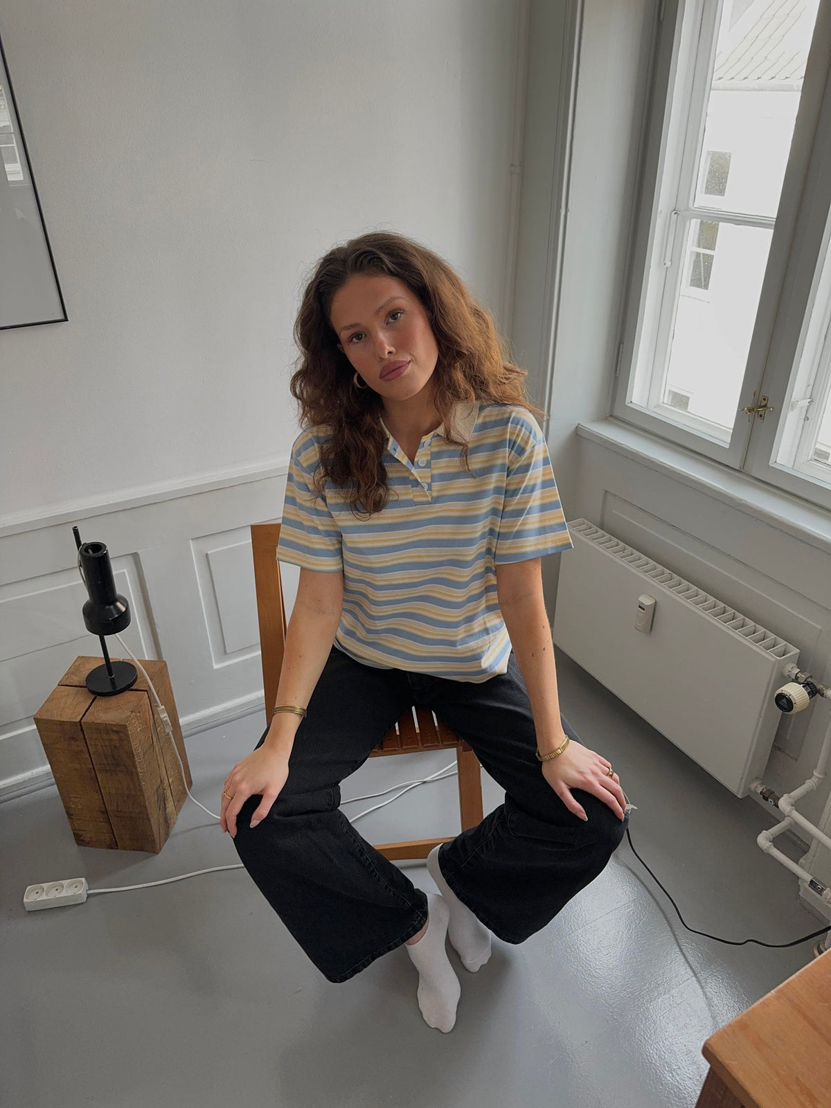 Autine striped polo t-shirt – Yellow/blue