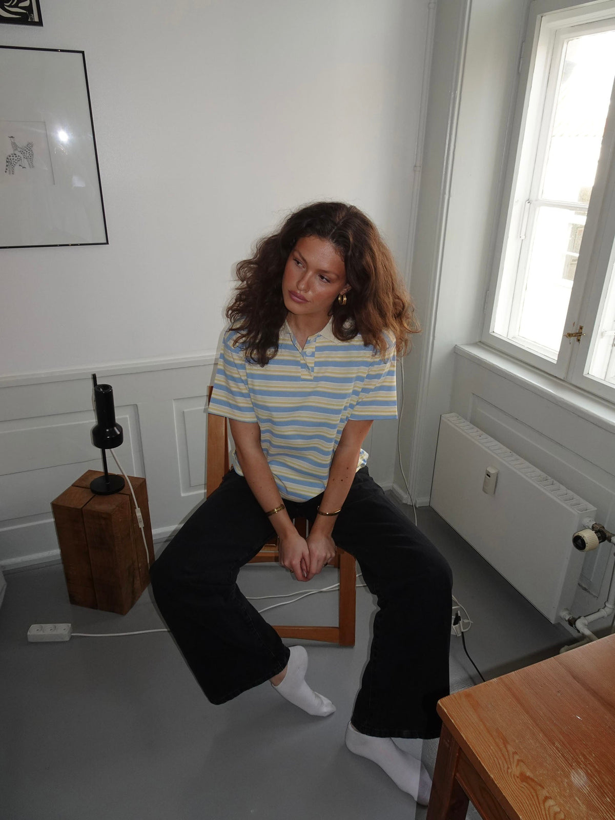 Autine striped polo t-shirt – Yellow/blue