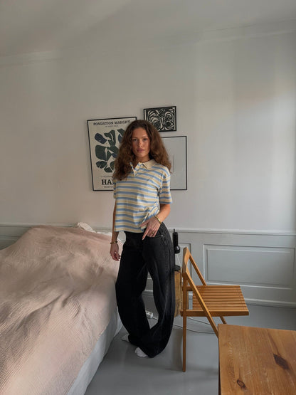 Autine striped polo t-shirt – Yellow/blue