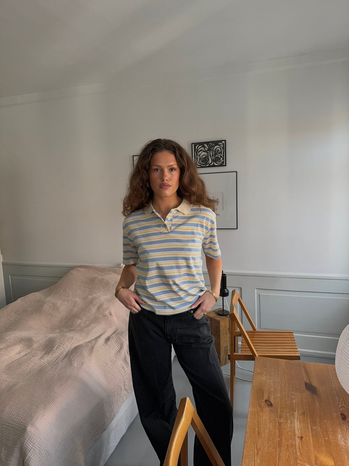 Autine striped polo t-shirt – Yellow/blue