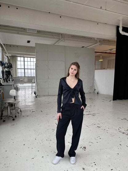 Freja satin blouse - Navy