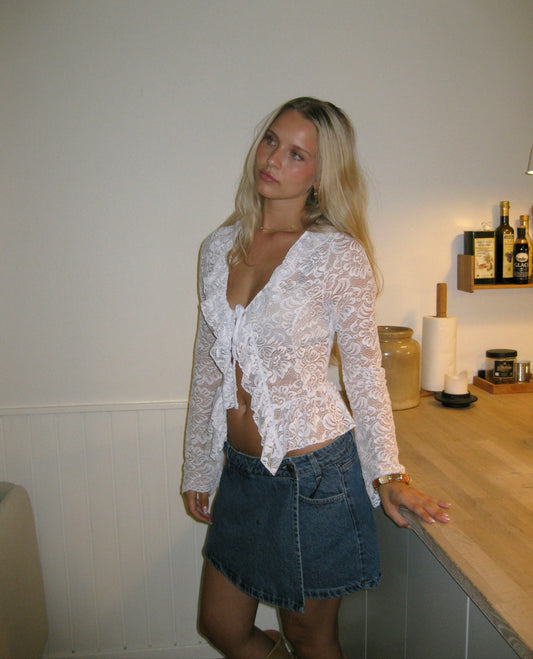 Floria top with lace - Hvid
