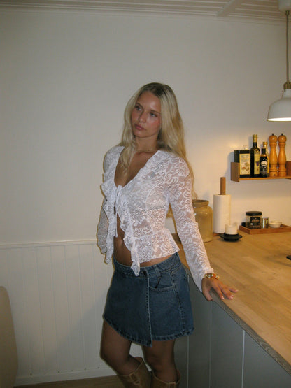 Floria top with lace - Hvid
