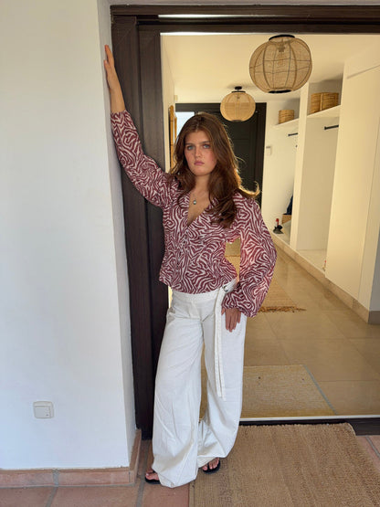 Alissa blouse with pattern - Red/white